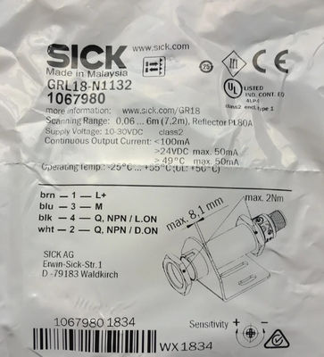 SICK GRL18-N1132 Czujniki fotoelektryczne GR18 o długości fali 650 nm