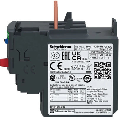 Wytrzymały relaj przeciążenia termicznego Schneider Electric LRD21 z 7.874" 200.00mm rozstawem otworów montażowych i interfejsem NAMUR
