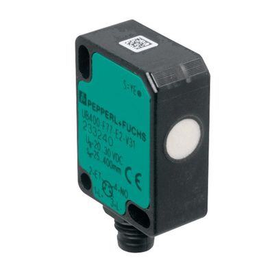 Pepperl Fuchs Ultrasonic Direct Detection Sensor UB100-F77-E2-V31 z opóźnieniem odpowiedzi ≤ 50 ms Masa 10 g